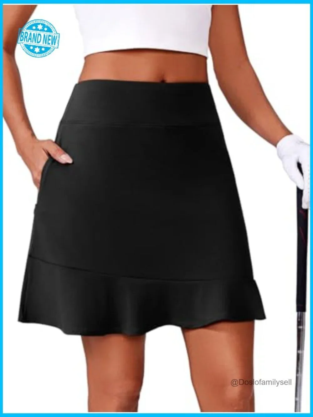 High Waist Ruffle Skort 6 Pockets UPF 50 Athletic Golf Tennis Skirt 18 Inch